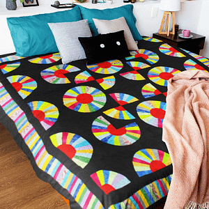 Amish styled Dancing Fans FINISHED QUILT – Patchwork Borders – Queen size