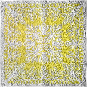 Yellow & White Cala Lily Hawaiian design finished wall quilt – Hand applique