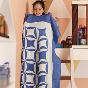 Blue & White Patchwork Orange Peel FINISHED QUILT – Queen