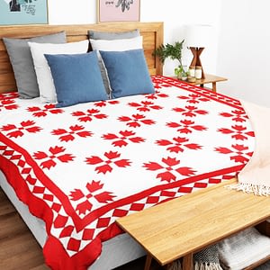 Red & White Bear Paw FINISHED QUILT – Great Border- Bold Graphics