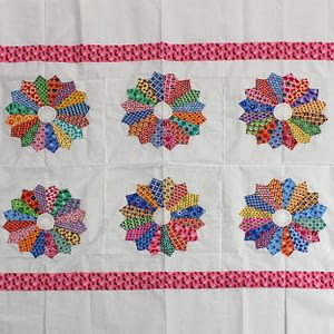 Multi Color Dresden Plate QUILT TOP – Crib / Baby size, Hand Applique