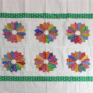 Multi Color Dresden Plate QUILT TOP – Crib / Baby size, Hand Applique