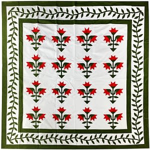 Hand Applique Carolina Lily – QUILT TOP – Queen, Elegant Must See Design