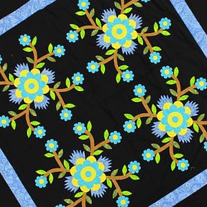 Rose of Sharon Hand Applique Wall QUILT TOP Incredible sm. details