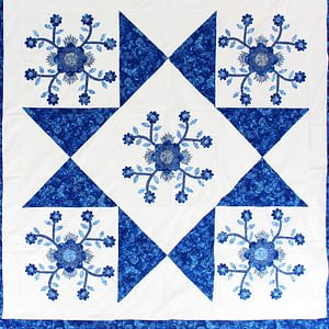 Large Hand Applique Rose of Sharon Star design QUILT TOP – Queen size