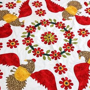 Hand Appliqued Eagles & Florals Baby Quilt Top – Perfect centerpiece for QOV