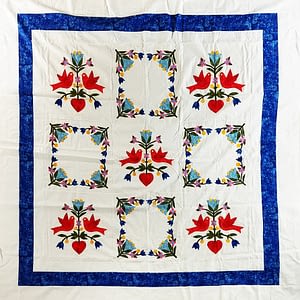 Hand Applique Love Birds in the Garden – QUILT TOP queen size