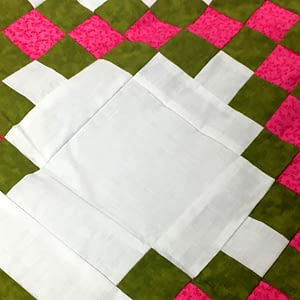 Green & Pink Irish Chain patchwork QUILT TOP lap or baby size