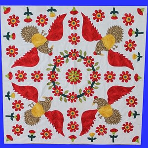 Hand Appliqued Eagles & Florals Baby Quilt Top – Perfect centerpiece for QOV