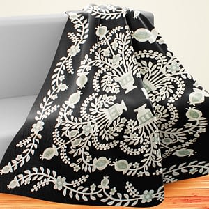 Black & White Floral Baskets Hand Applique WALL QUILT TOP Incredible sm. details