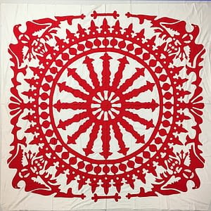 Red & White Ships Wheel w/ Eagles Hand Applique QUILT TOP – Incredible border