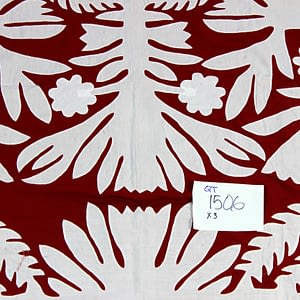 Red & White – Hawaiian design QUILT TOP – All Hand Applique! – Queen