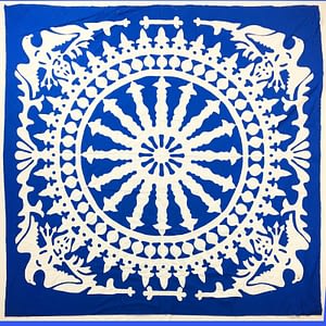 Blue & White Ships Wheel w/ Eagles Hand Applique QUILT TOP – Incredible border