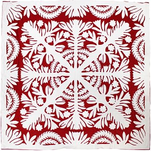 Red & White – Hawaiian design QUILT TOP – All Hand Applique! – Queen