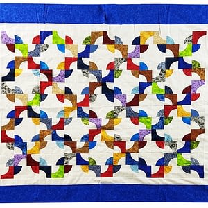 Scrap Colors Drunkards Path patchwork QUILT TOP lap or childs size