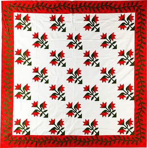 Hand Applique Carolina Lily – QUILT TOP – Queen, Elegant Must See Design