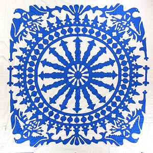 Blue & White Ships Wheel w/ Eagles Hand Applique QUILT TOP – Incredible border