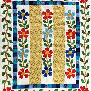 New Hand Applique – Country Floral Baby or Wall – QUILT TOP