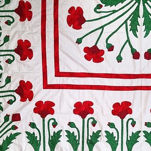 Hand Applique Red Poppy Field Medallion QUILT TOP – Poppy Borders