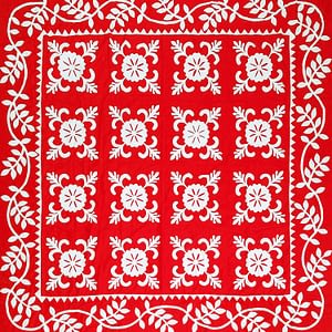 Red & White Applique Sand Dollar QUILT TOP – Incredible borders