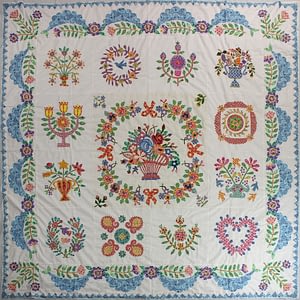 Hand Applique Baltimore Album Sampler QUILT TOP – The Best of the Best ! Queen