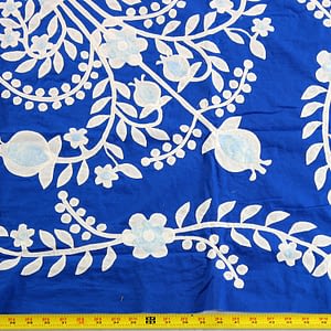 Blue & White Floral Baskets Hand Applique WALL QUILT TOP Incredible sm. details