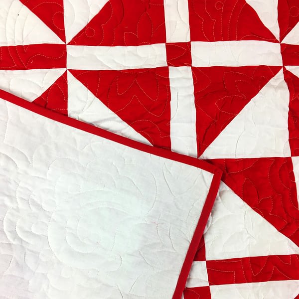 Red & White Churn Dash var. FINISHED QUILT - Intricate quilting - Image 4